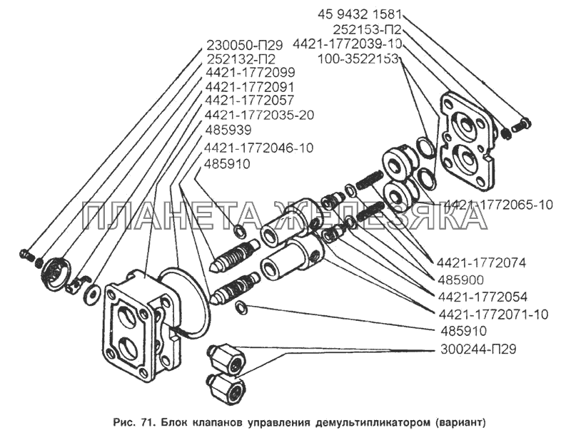 Блок клапанов управления демультипликатором (вариант) ЗИЛ-133Д42